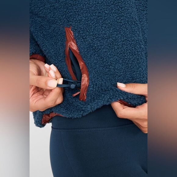 Fabletics Navy Blue Larisa Fleece Pullover Sz Large - Picture 11 of 12